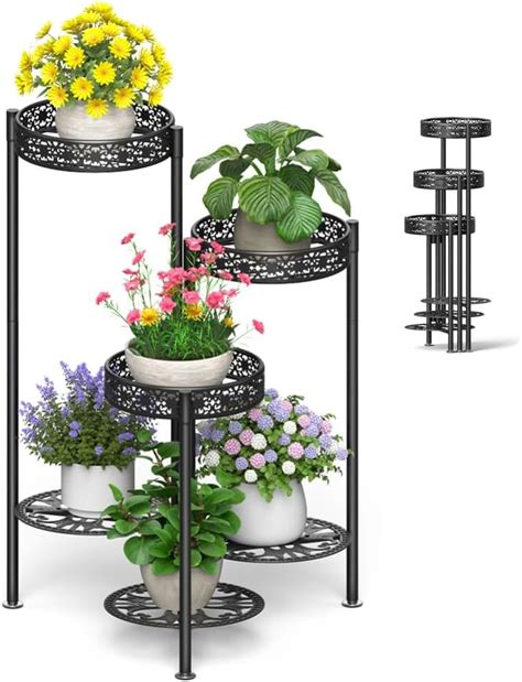 Nidouillet Metal Plant Stand, 6 Tier Folding Plant Corner Flower 